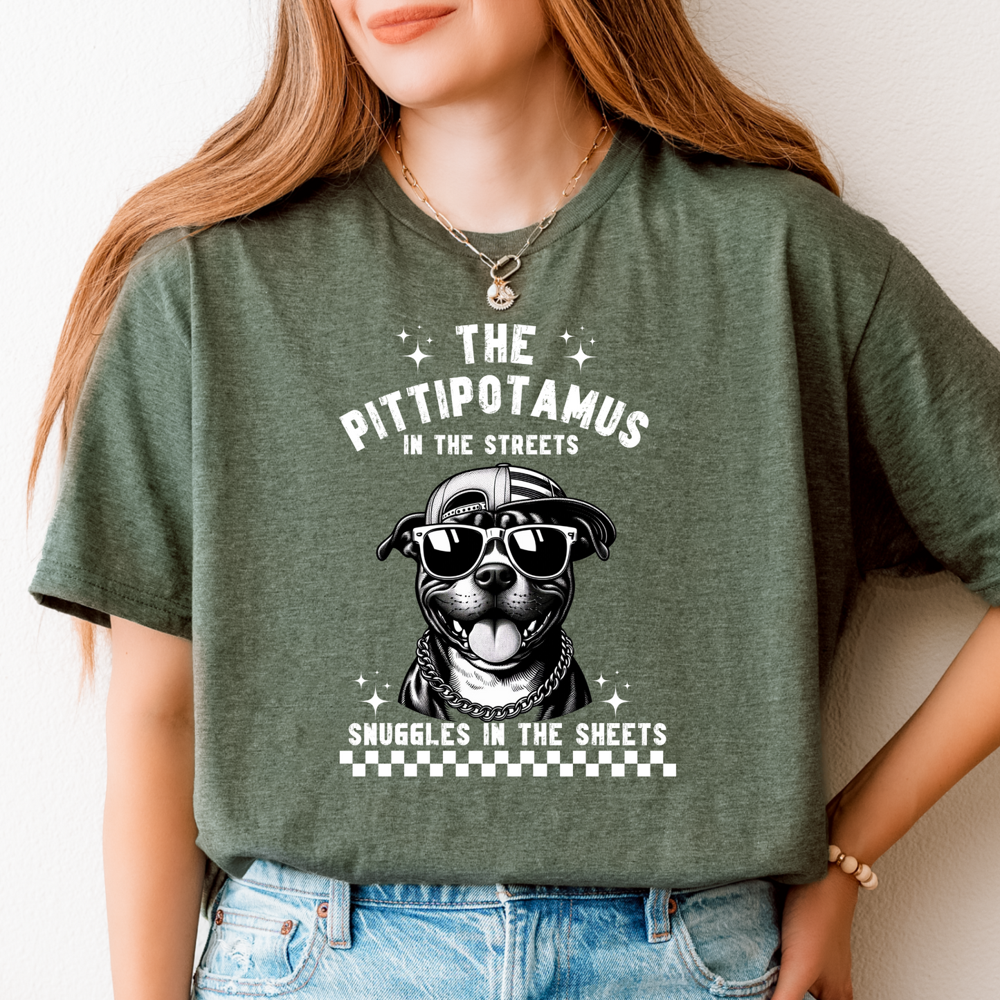 The pittipotamus snuggles in the sheets