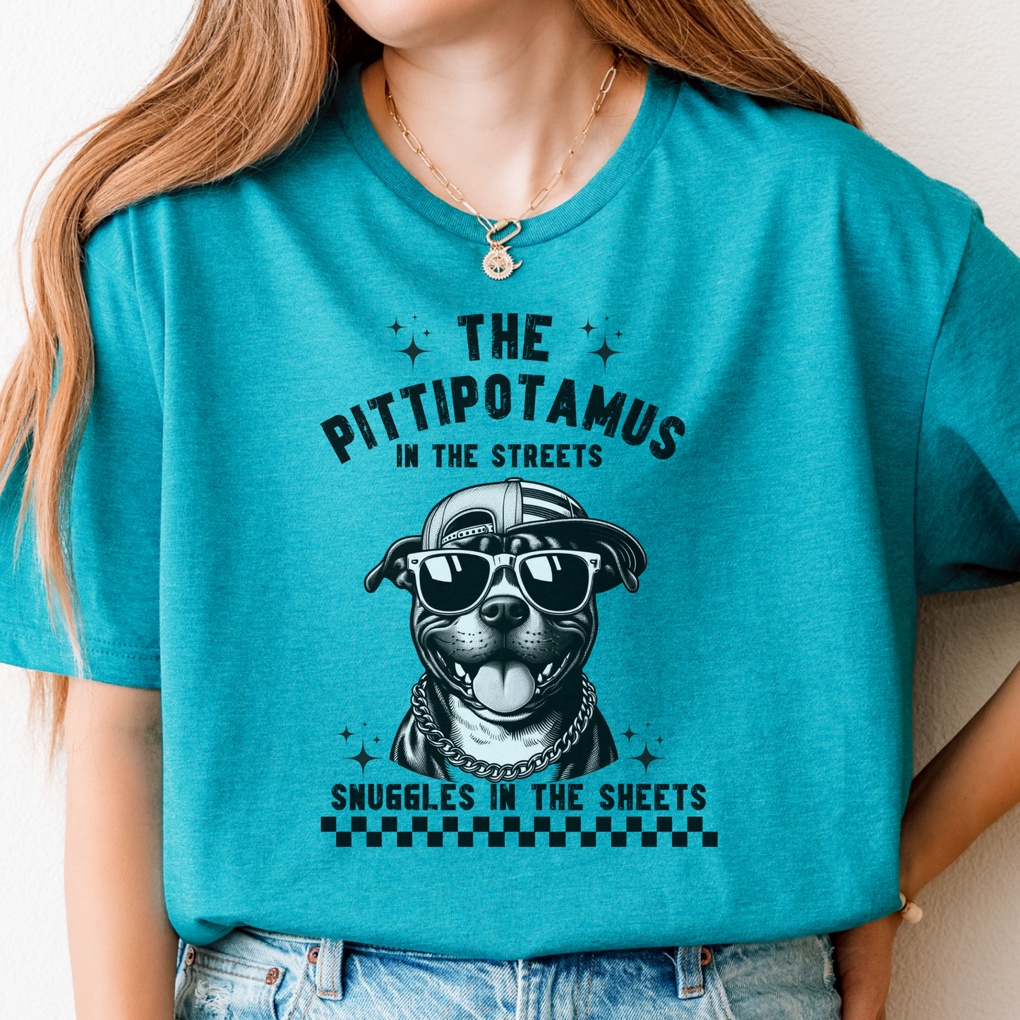 The pittipotamus snuggles in the sheets