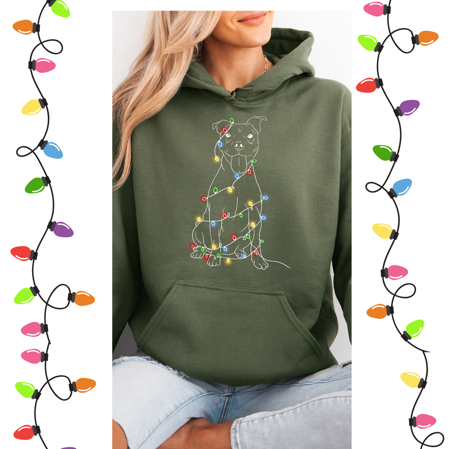 pitbull with lights hoodie