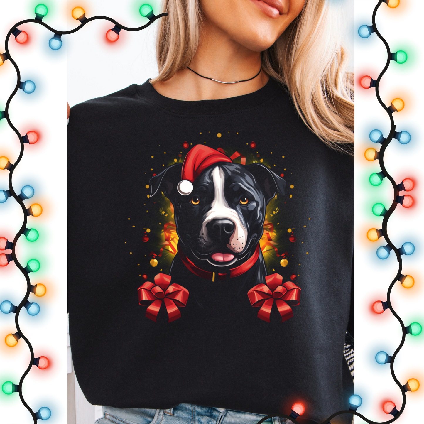 Pittie with Santa Hat
