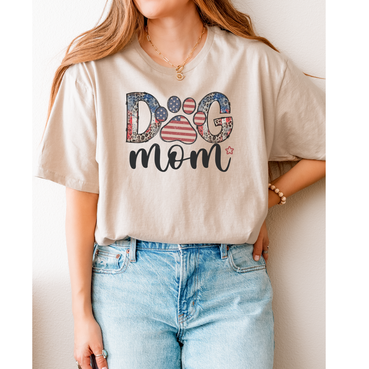 Dog mom red white and blue