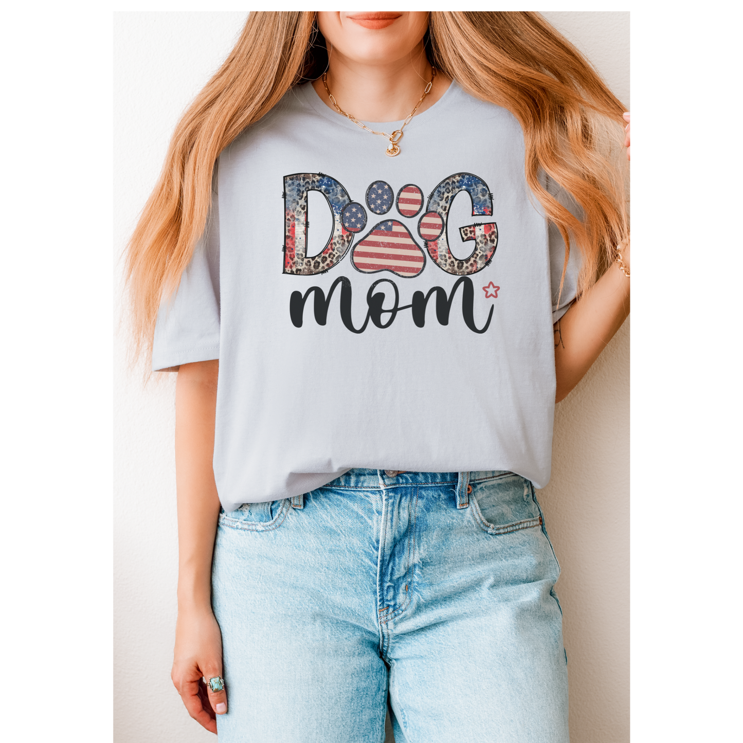 Dog mom red white and blue