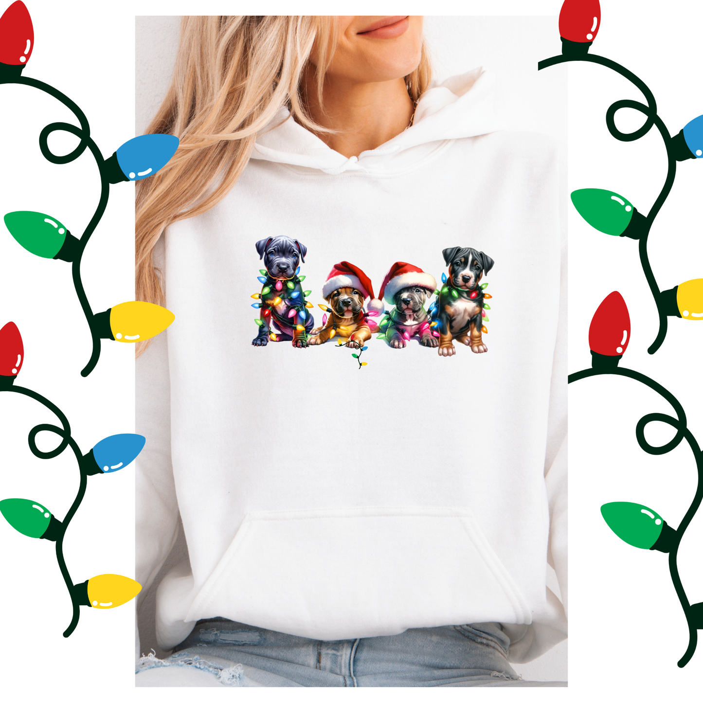 Pitbull puppies Christmas hoodie