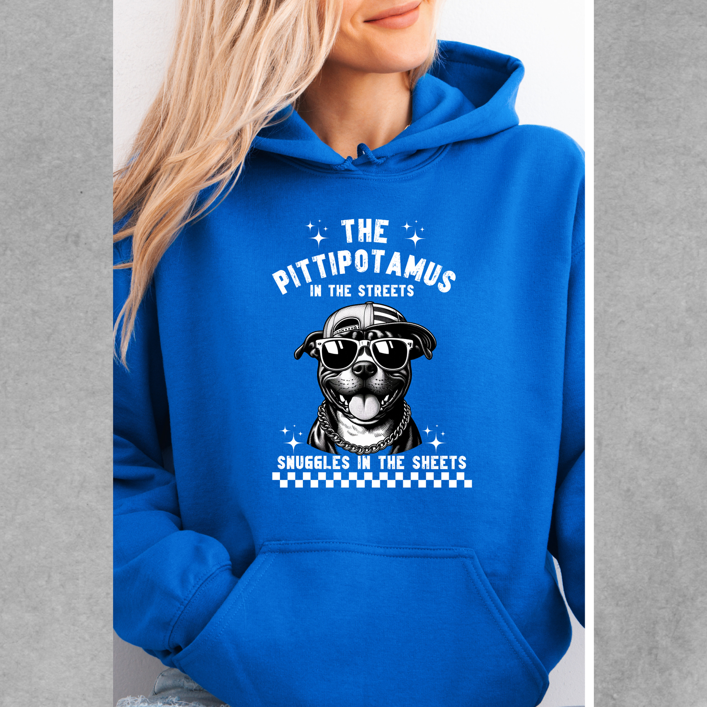 The Pittipotamus snuggles in the sheets hoodie
