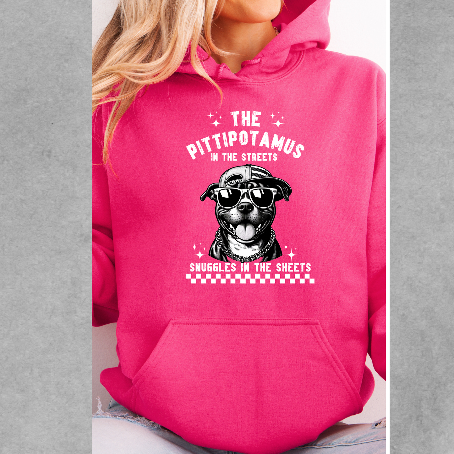 The Pittipotamus snuggles in the sheets hoodie