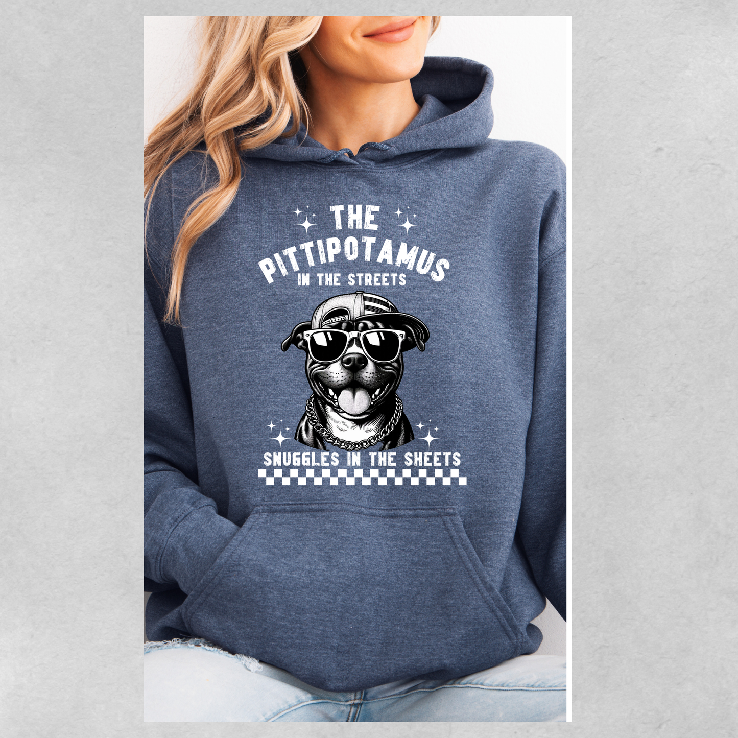 The Pittipotamus snuggles in the sheets hoodie