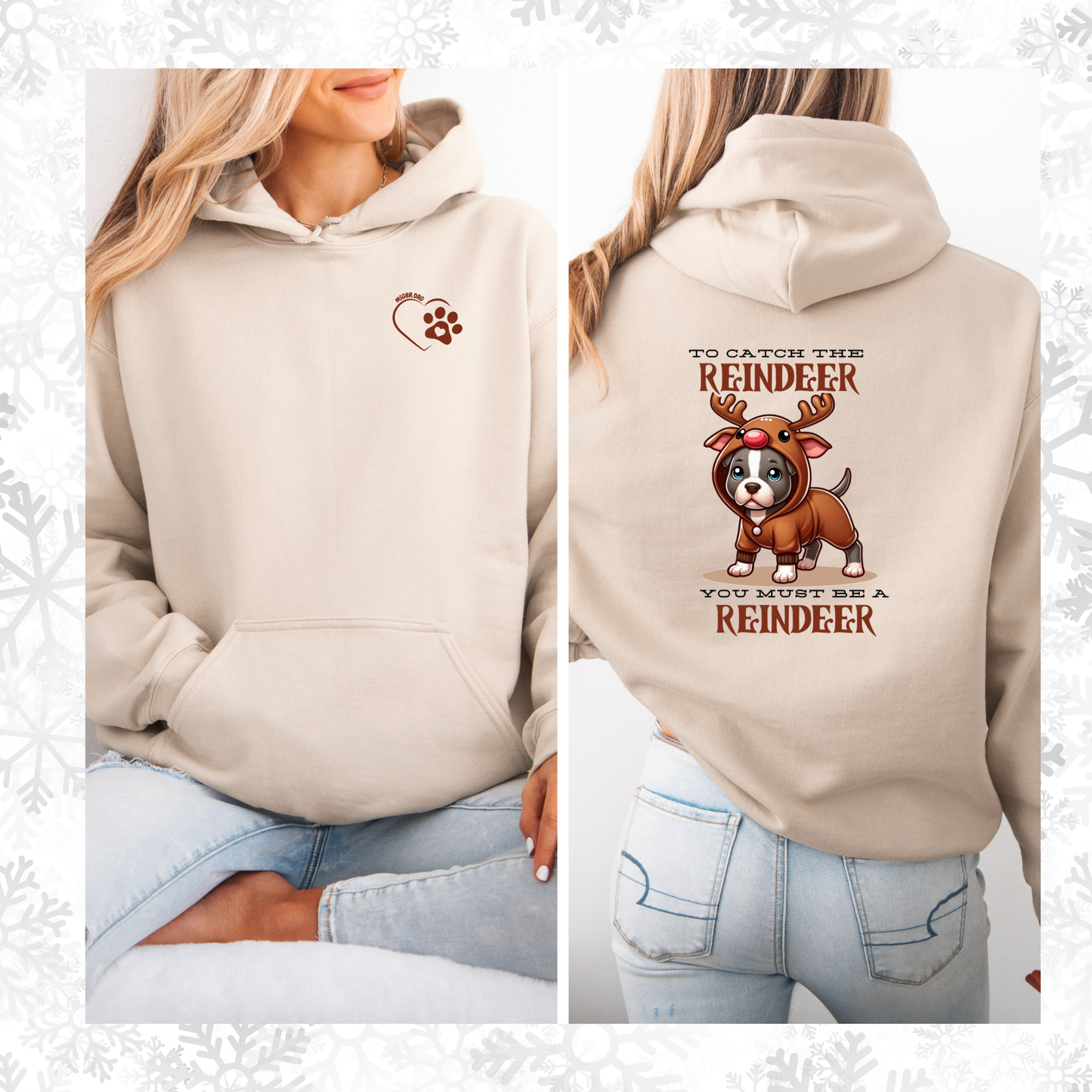 Reindeer pitbull hoodie