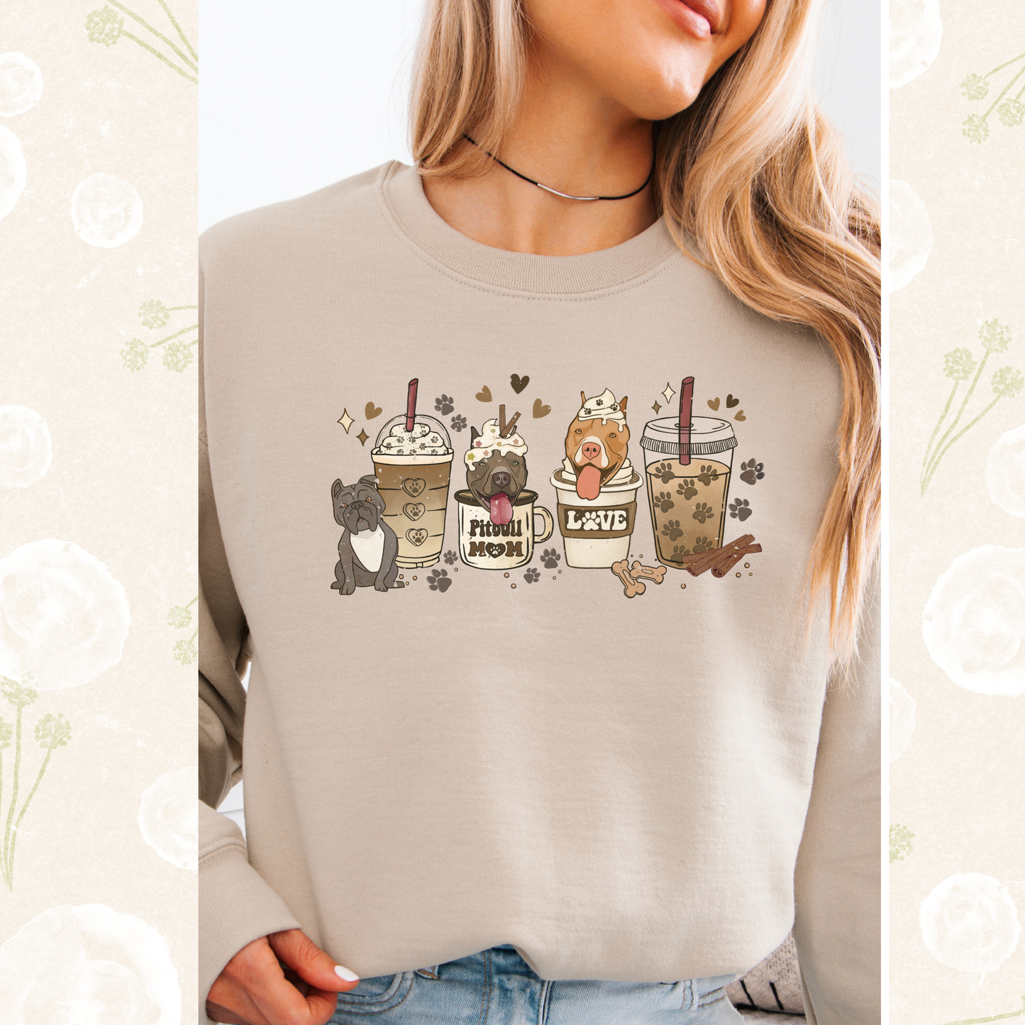 Cute pitbull coffee crewnecks