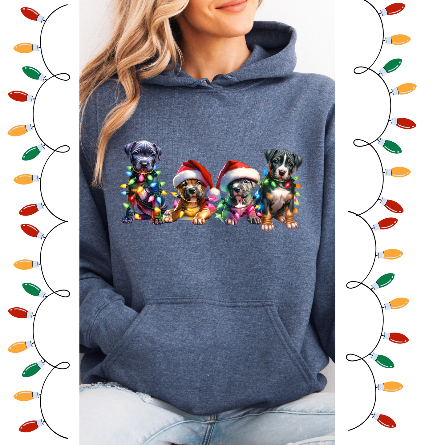 Pitbull puppies Christmas hoodie