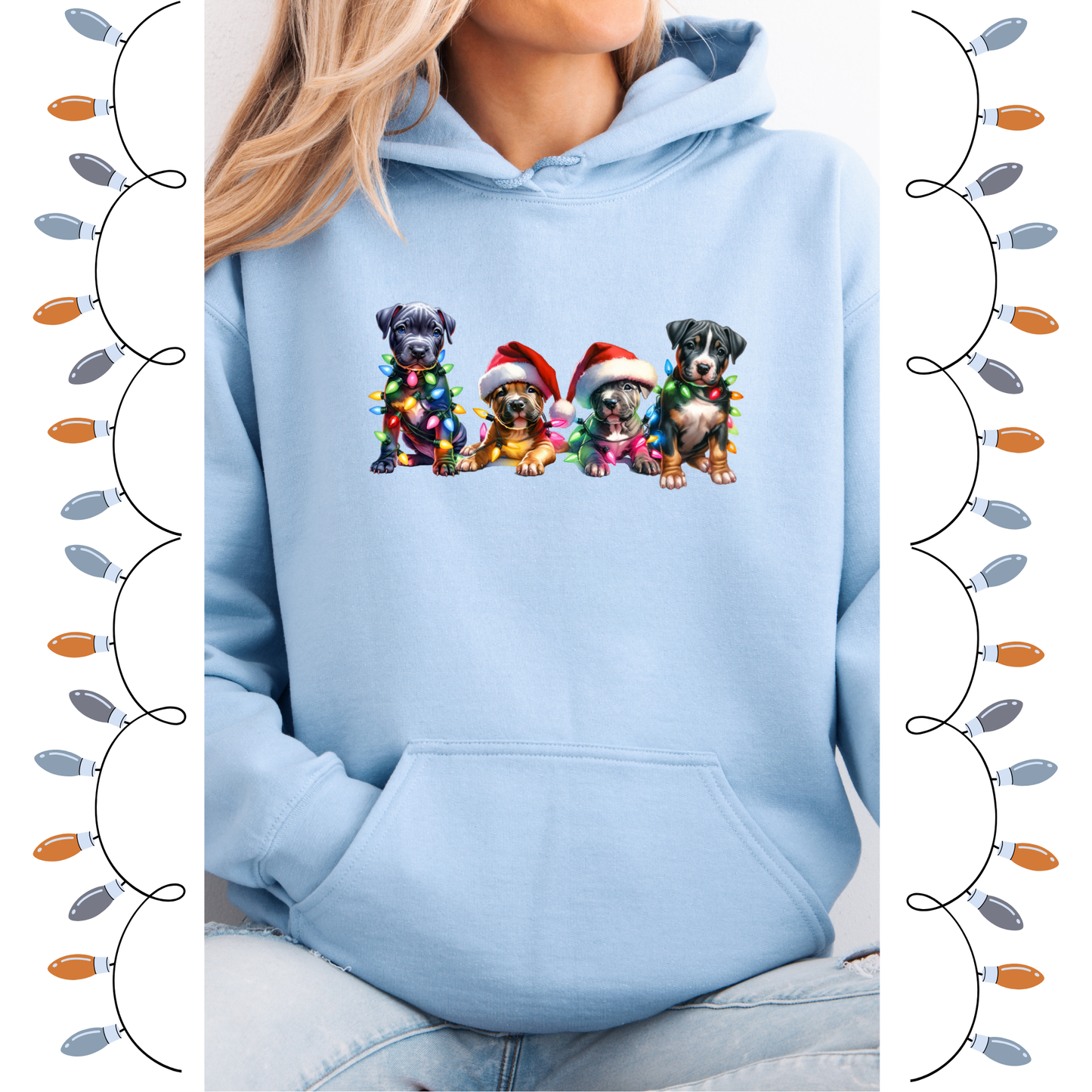 Pitbull puppies Christmas hoodie