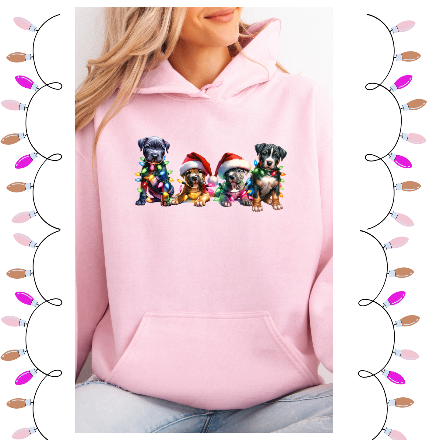 Pitbull puppies Christmas hoodie