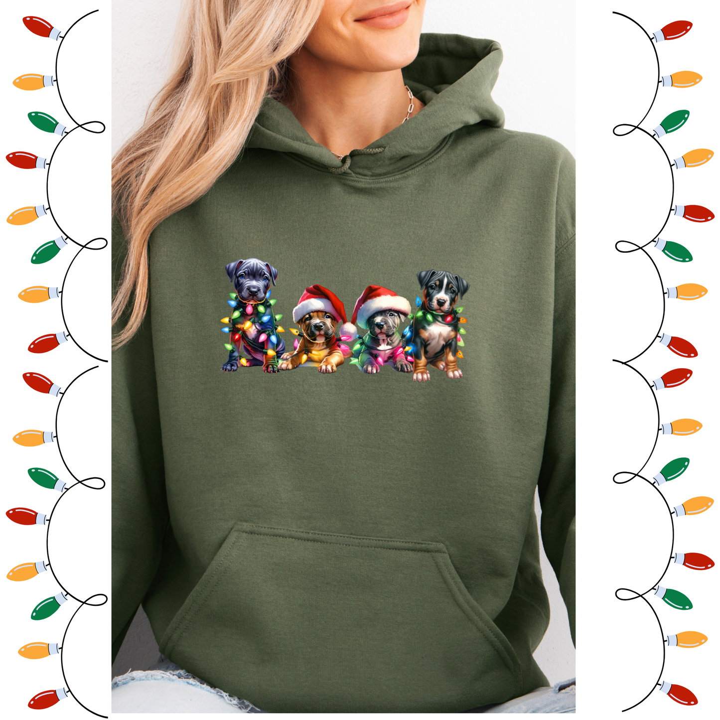 Pitbull puppies Christmas hoodie