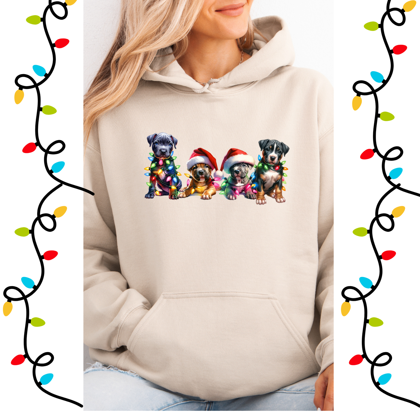 Pitbull puppies Christmas hoodie