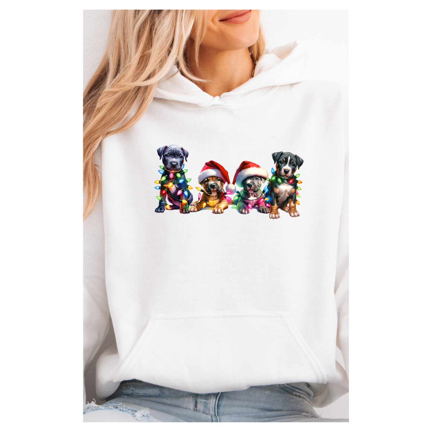 Pitbull puppies Christmas hoodie