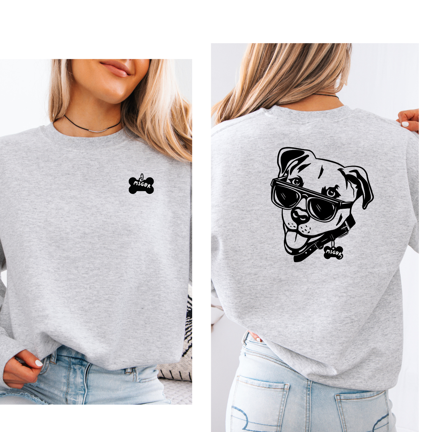 Pitbull with sunglasses crewneck