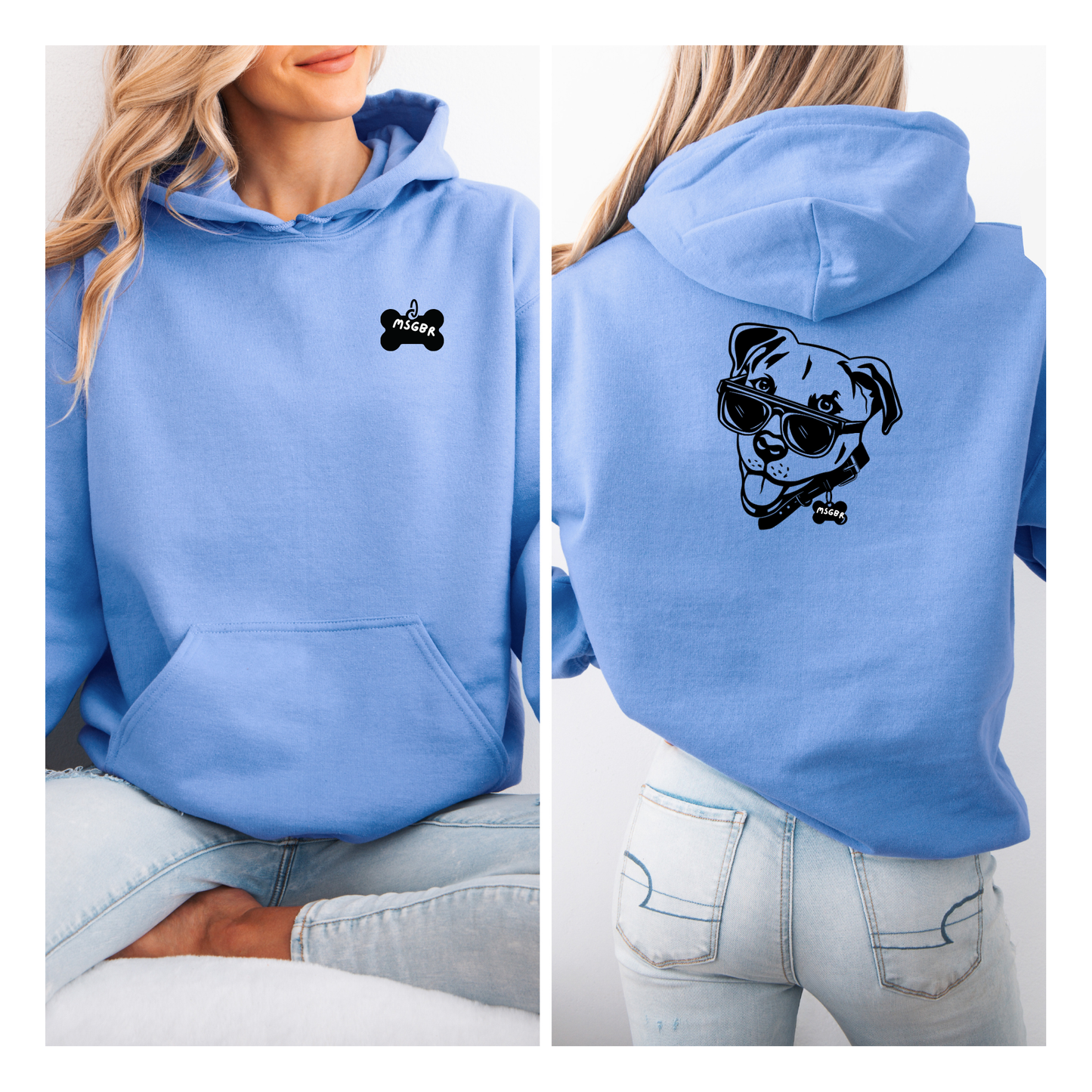 Pitbull with sunglasses hoodie