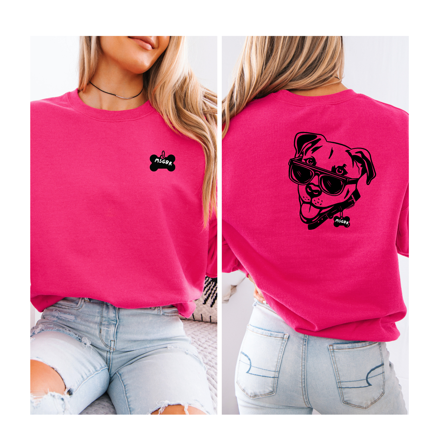 Pitbull with sunglasses crewneck