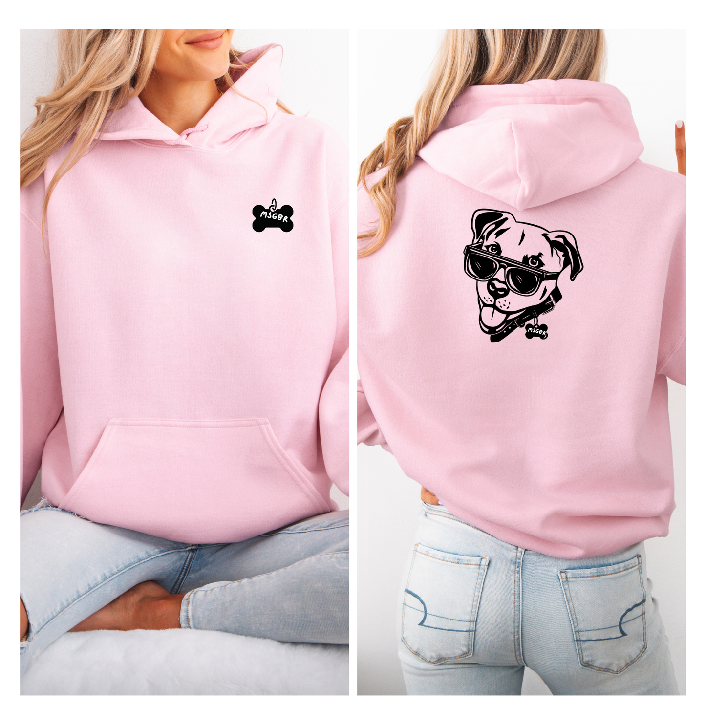 Pitbull with sunglasses hoodie