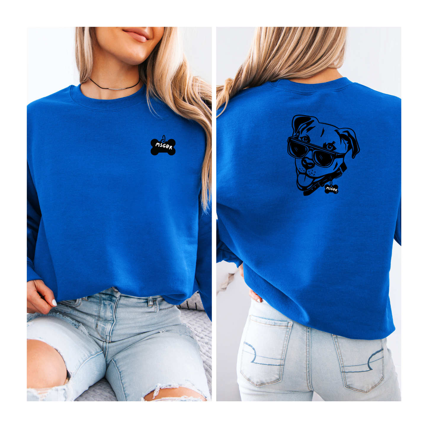 Pitbull with sunglasses crewneck