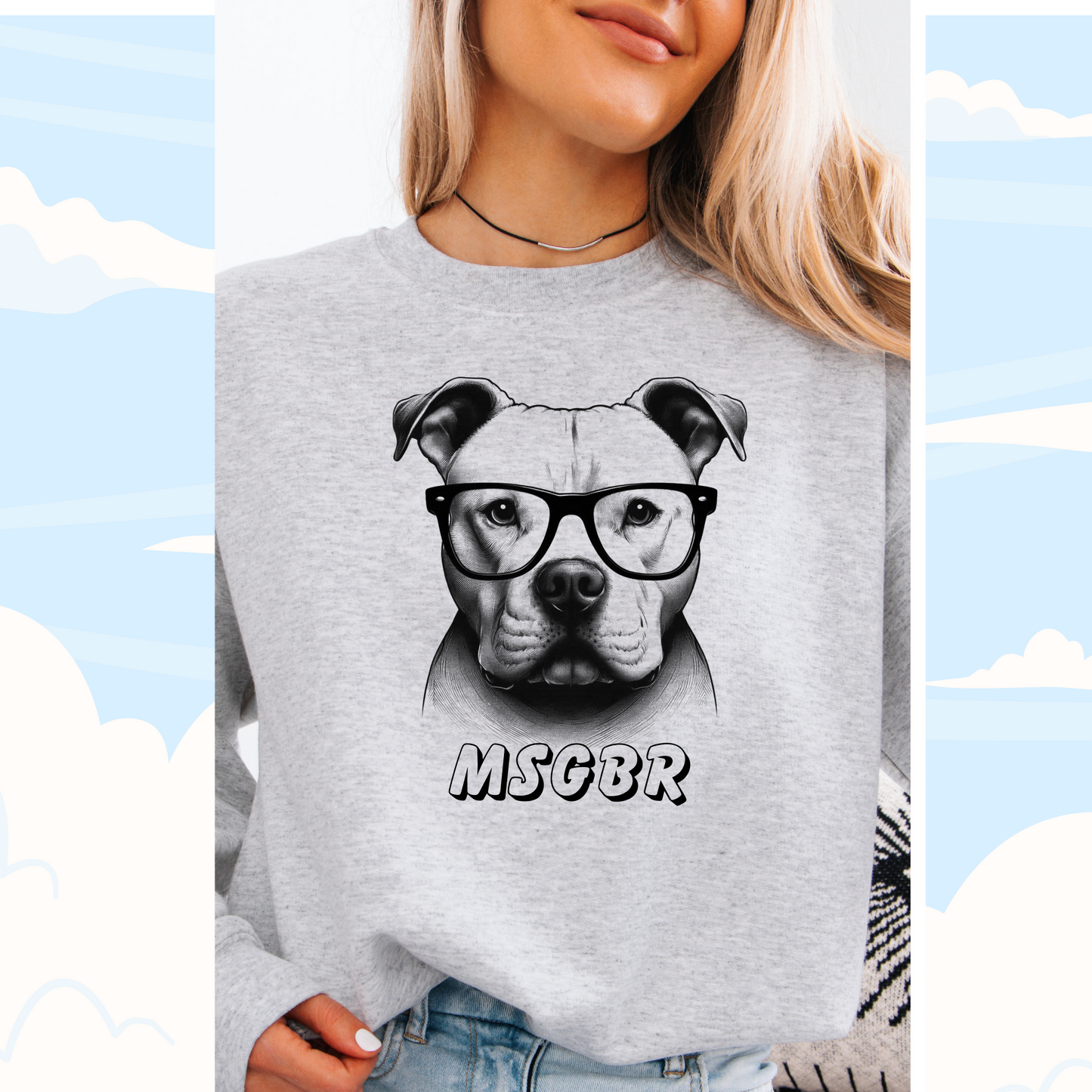 Cute pittie wearing glasses