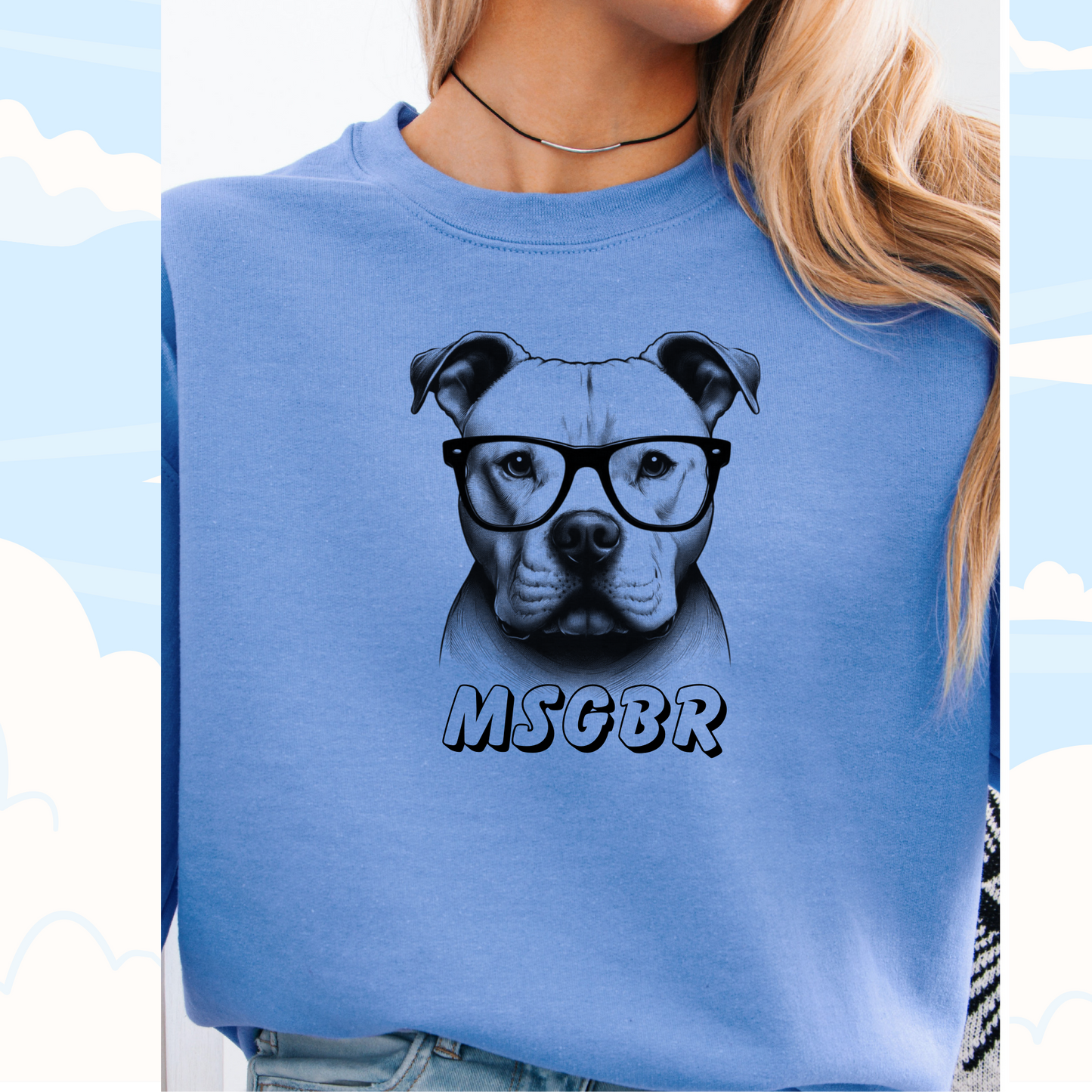 Cute pittie wearing glasses