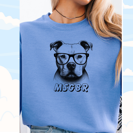 Cute pittie wearing glasses