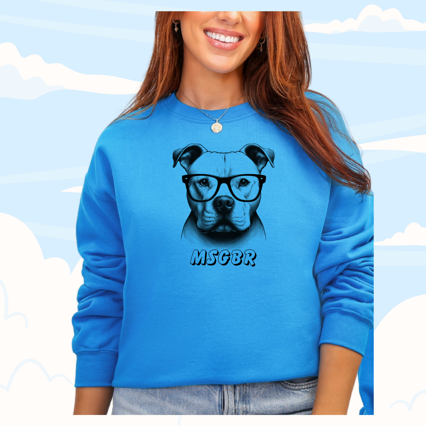 Cute pittie wearing glasses