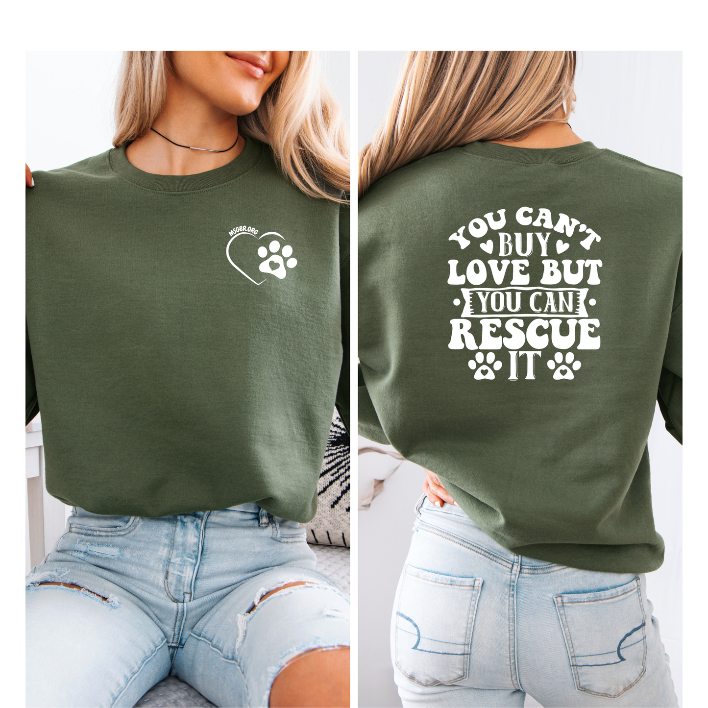 You can't buy love but you can rescue it Crewneck