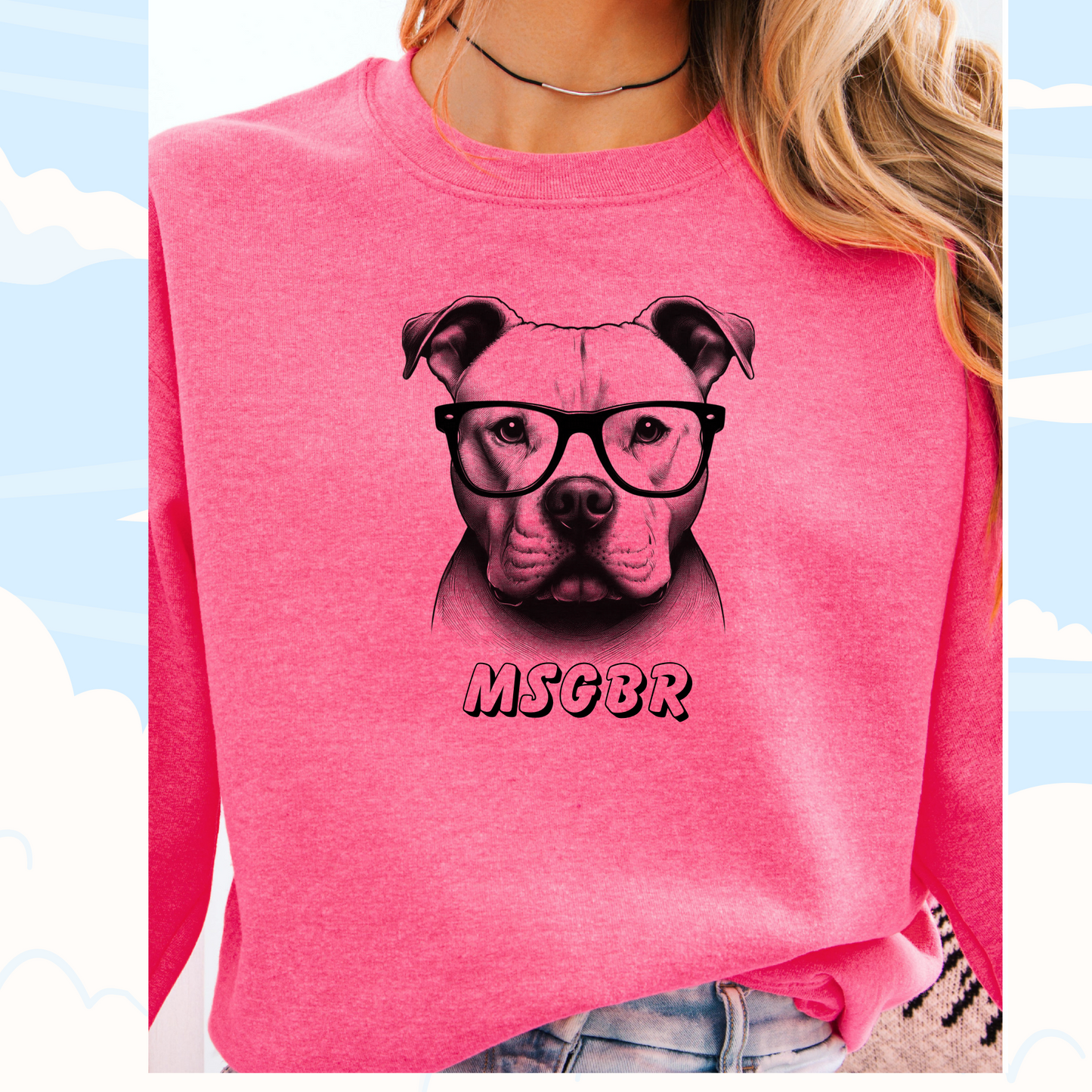 Cute pittie wearing glasses