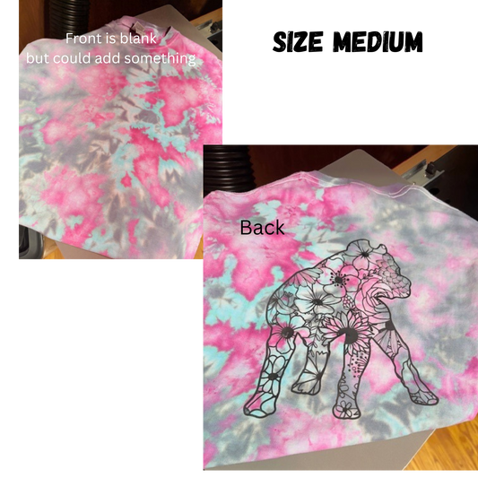 Tie dye with floral dog on back